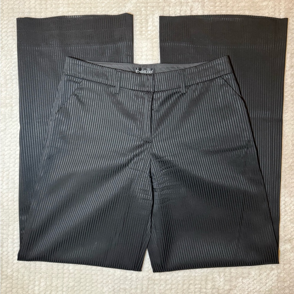 bebe Black Pinstripe Dress Trousers